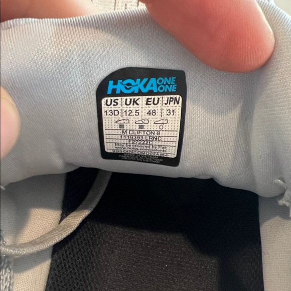 Hoka Clifton 8 White and Gray Mens 13 LIKE NEW - Picture 8 of 8